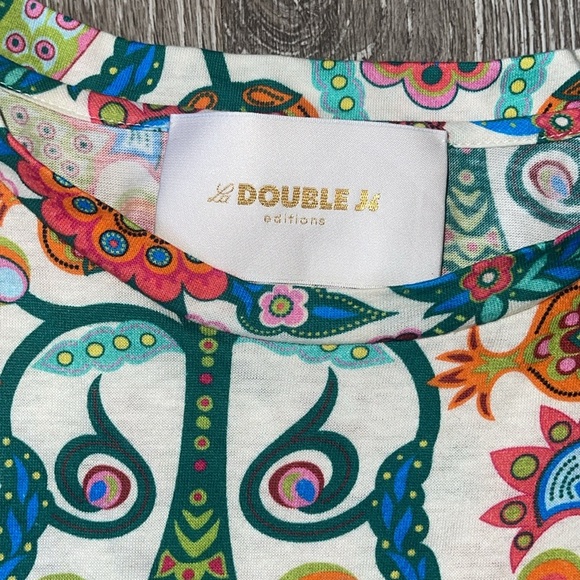 La DoubleJ tree of life mixed media blouse with bow tie sleeves size xs - Picture 2 of 9